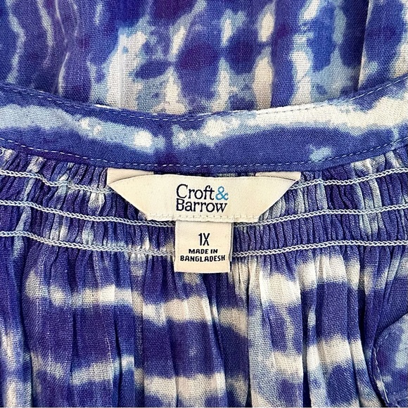 SOLD 🛍️ Croft & Barrow Women’s Rayon Tie Dye Novelty V-neck Flared Blouse 1X - Picture 7 of 7